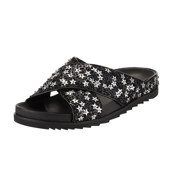 ASH Uranus Star Sequin Embellished Crisscross Slide Sandal Size 35 US 5/6 - Picture 1 of 8